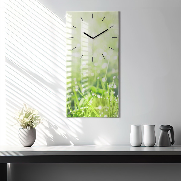 Vertical wall clock Green grass