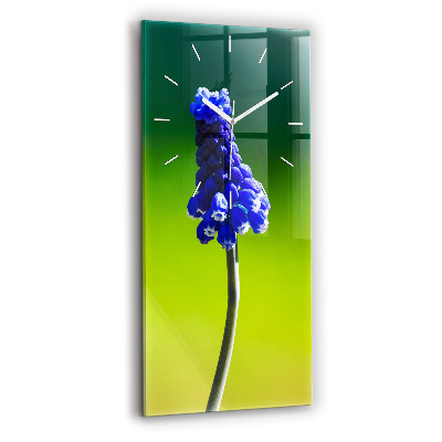 Vertical wall clock Blue flowers