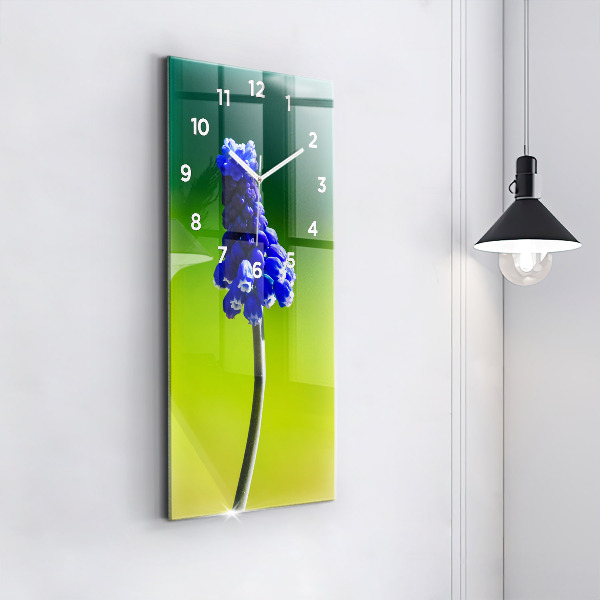 Vertical wall clock Blue flowers