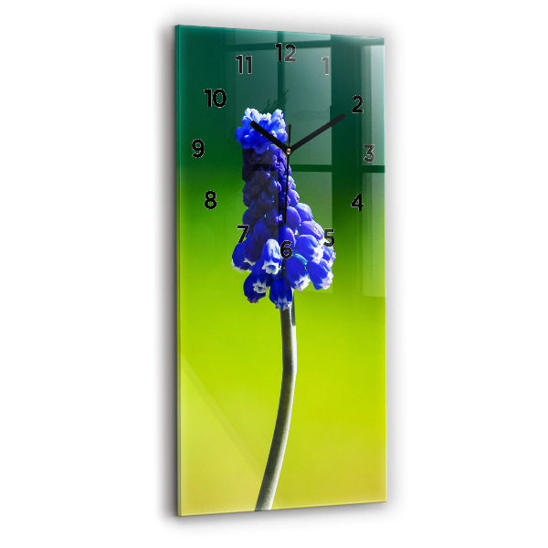 Vertical wall clock Blue flowers