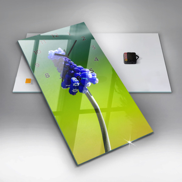 Vertical wall clock Blue flowers