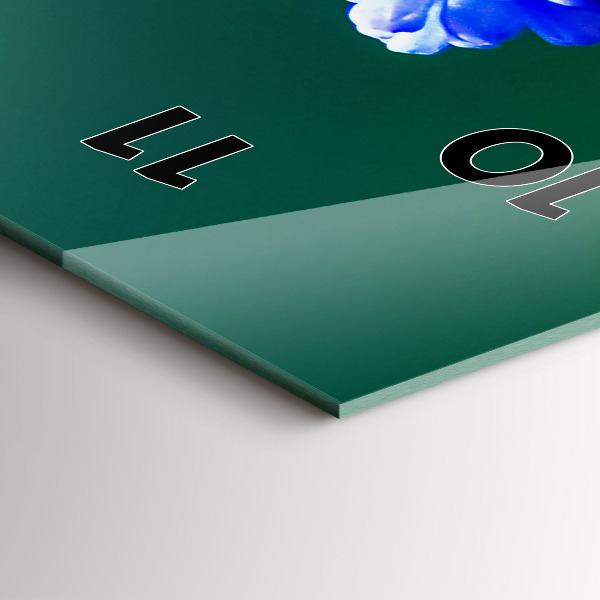 Vertical wall clock Blue flowers