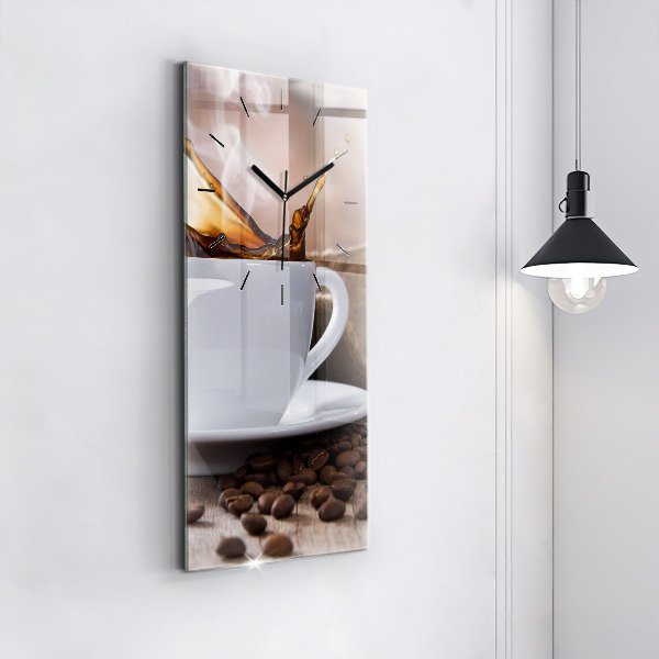 Vertical wall clock A cup of coffee