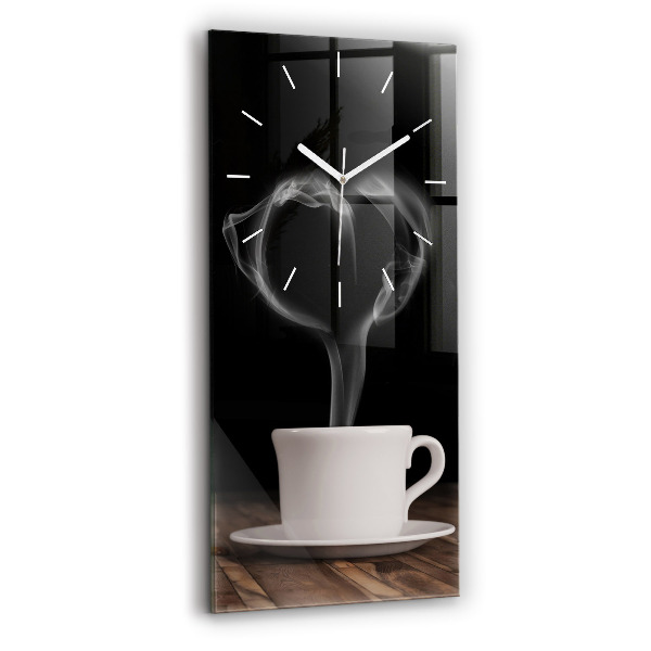 Vertical wall clock A cup of hot coffee