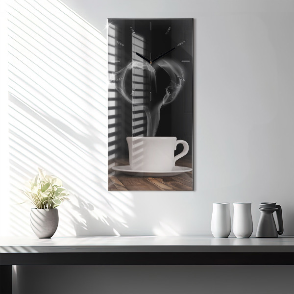 Vertical wall clock A cup of hot coffee