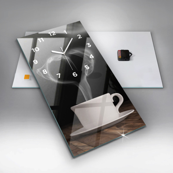 Vertical wall clock A cup of hot coffee