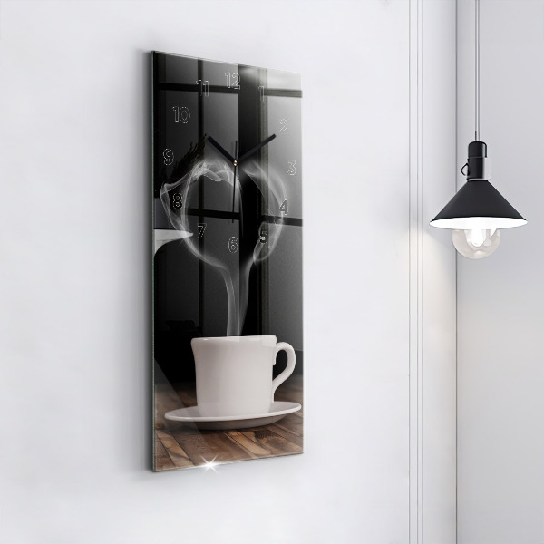 Vertical wall clock A cup of hot coffee