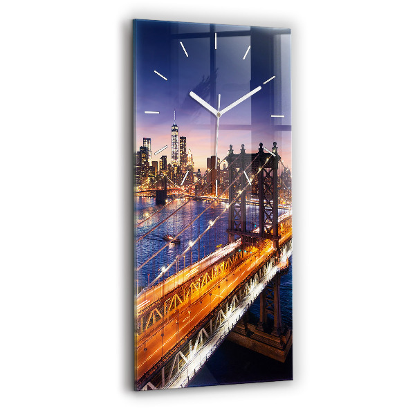 Vertical wall clock New York and the sunset