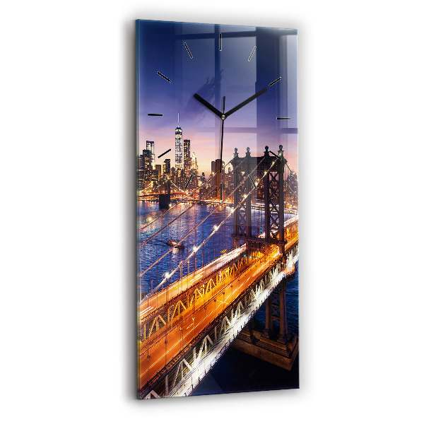 Vertical wall clock New York and the sunset