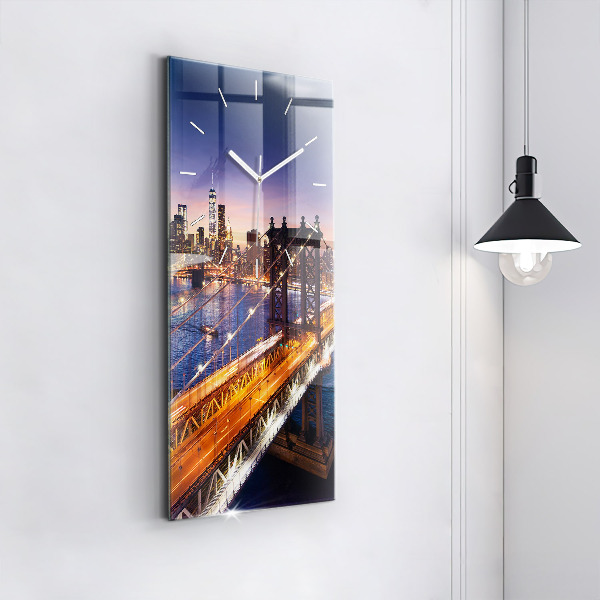 Vertical wall clock New York and the sunset