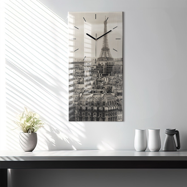 Vertical wall clock Landscape panorama of Paris