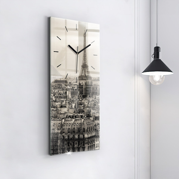 Vertical wall clock Landscape panorama of Paris