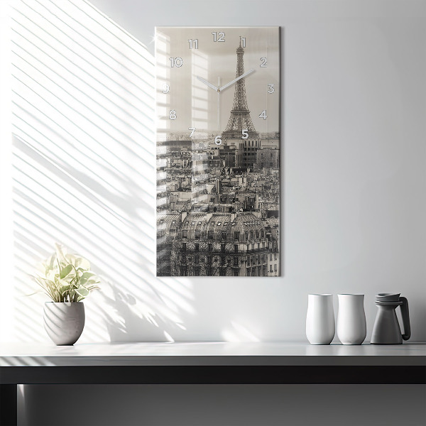 Vertical wall clock Landscape panorama of Paris