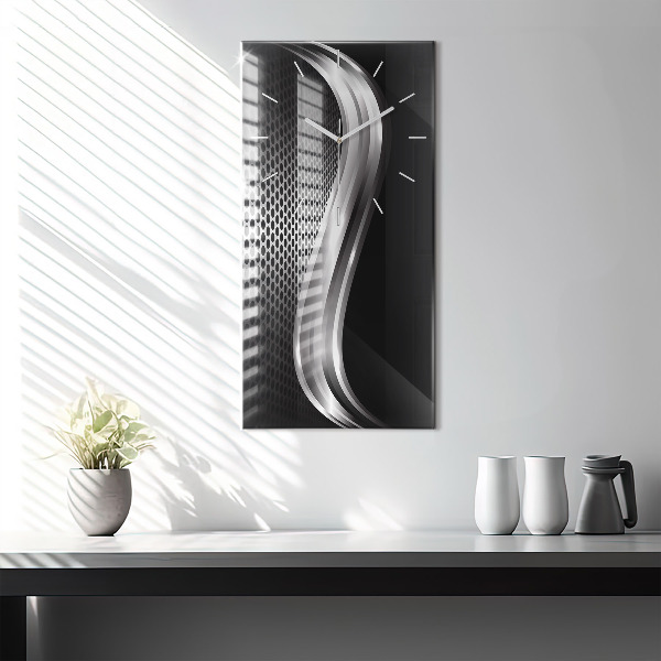Vertical wall clock Black metal abstraction