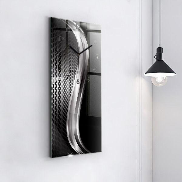 Vertical wall clock Black metal abstraction