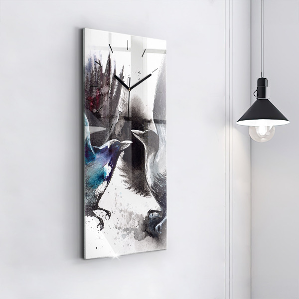 Vertical wall clock Painted Birds