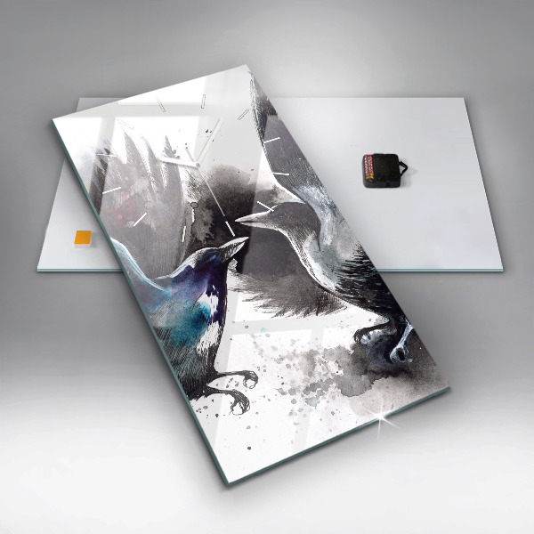 Vertical wall clock Painted Birds