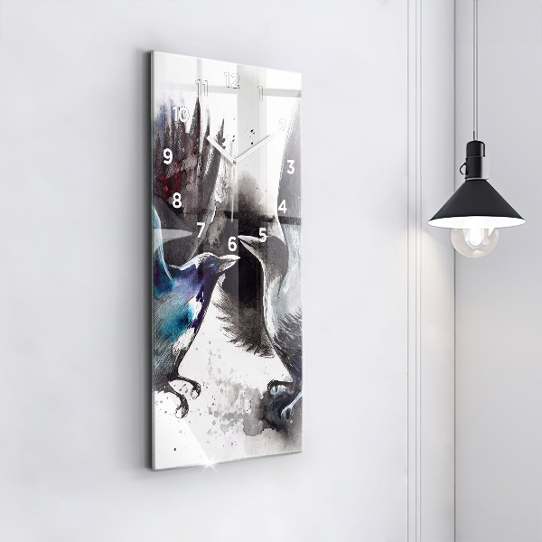 Vertical wall clock Painted Birds