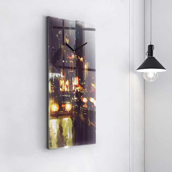 Vertical wall clock Painted city