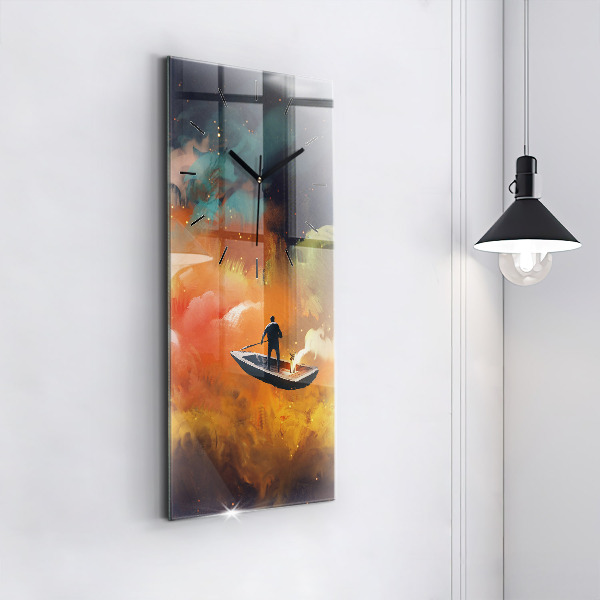 Vertical wall clock Abstract painting