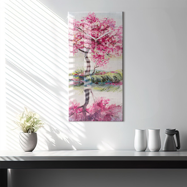 Vertical wall clock Tree Mosaic