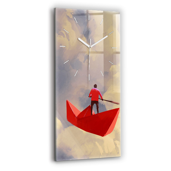 Vertical wall clock Paper ships