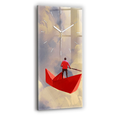 Vertical wall clock Paper ships
