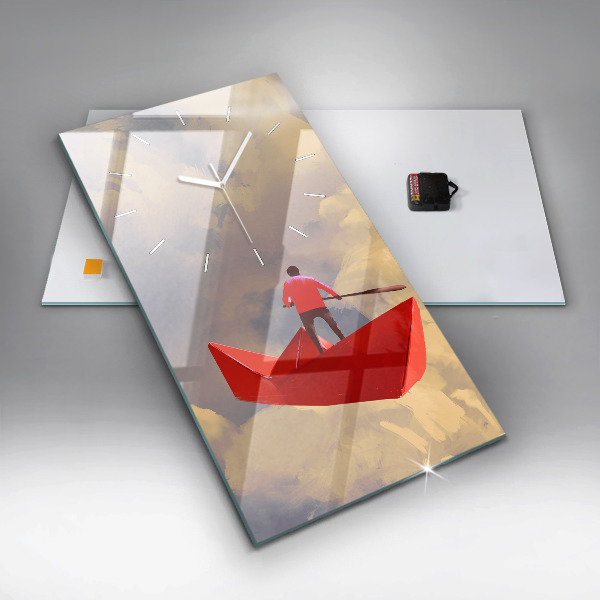 Vertical wall clock Paper ships