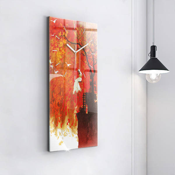Vertical wall clock Bride in autumn