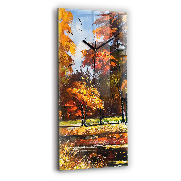 Vertical wall clock Autumn landscape with a river