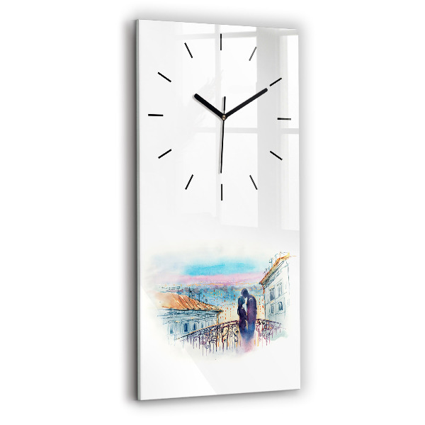 Vertical wall clock People in watercolor