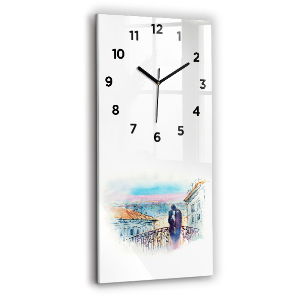 Vertical wall clock People in watercolor