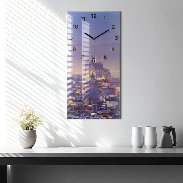 Vertical wall clock View of Barcelona