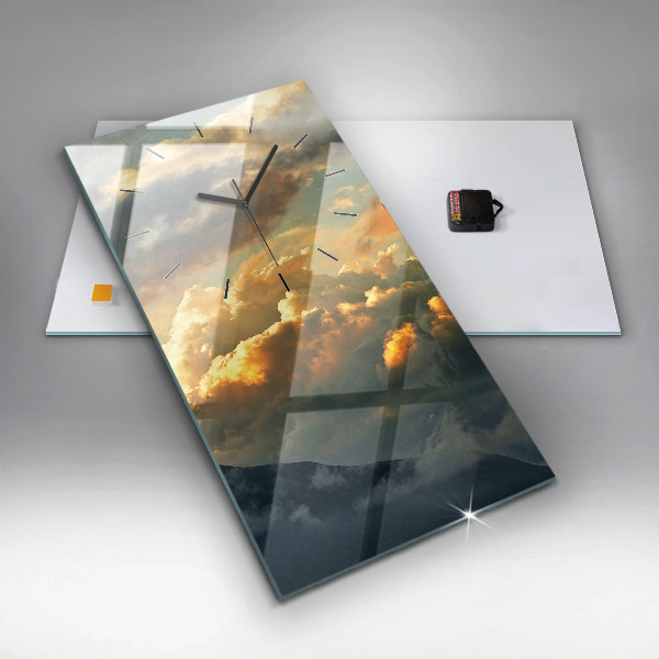 Vertical wall clock Balloon flight in the clouds