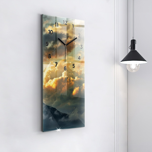 Vertical wall clock Balloon flight in the clouds