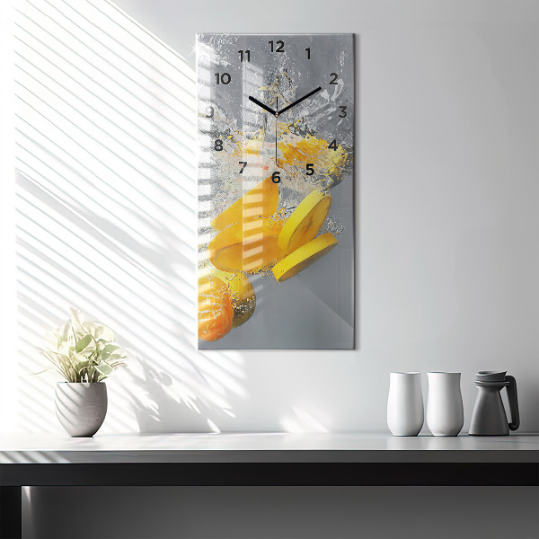Vertical wall clock Citrus in water
