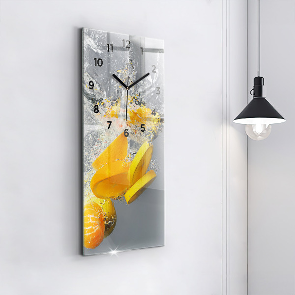 Vertical wall clock Citrus in water