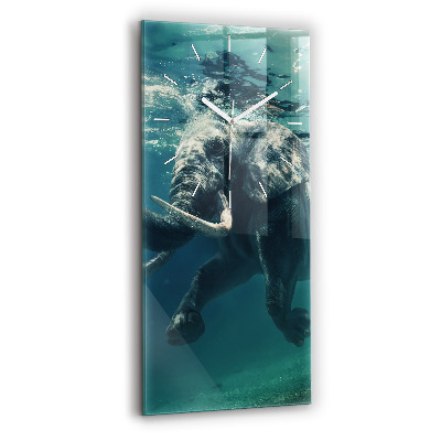 Vertical wall clock Swimming elephant in the ocean