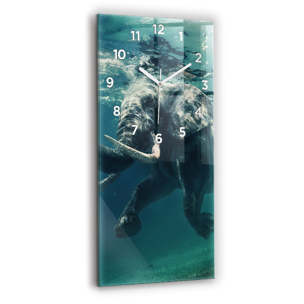 Vertical wall clock Swimming elephant in the ocean