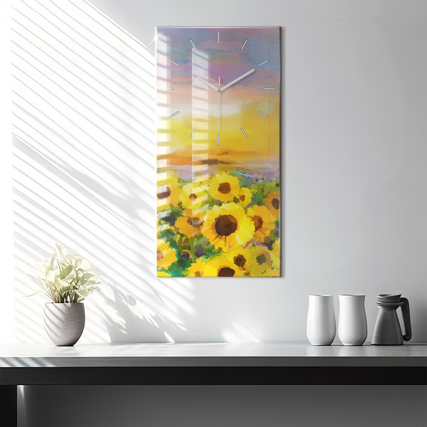 Vertical wall clock Sunflower Field