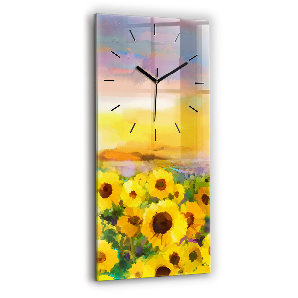 Vertical wall clock Sunflower Field