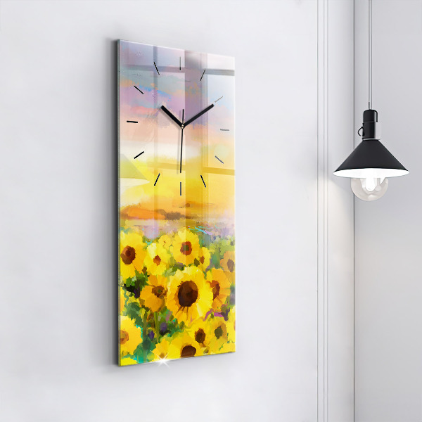 Vertical wall clock Sunflower Field