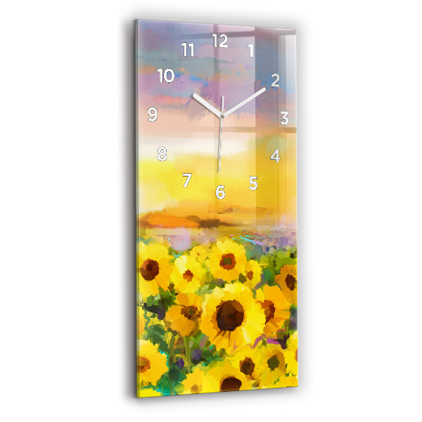 Vertical wall clock Sunflower Field