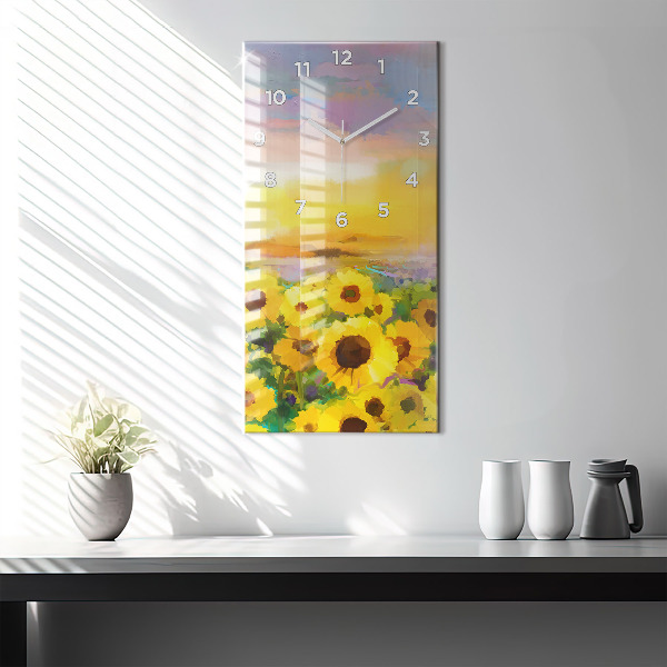 Vertical wall clock Sunflower Field