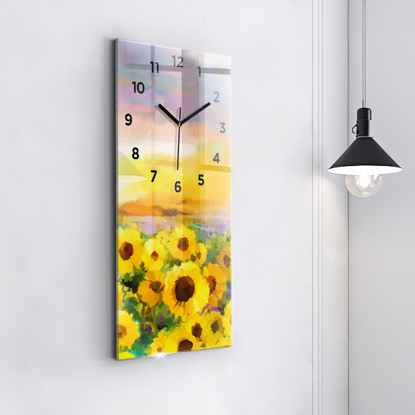 Vertical wall clock Sunflower Field