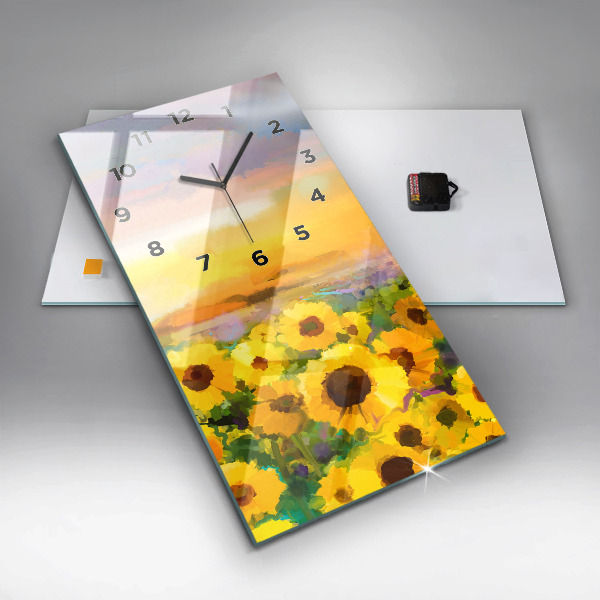 Vertical wall clock Sunflower Field