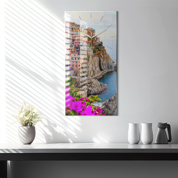 Vertical wall clock Cinque Terre Coast