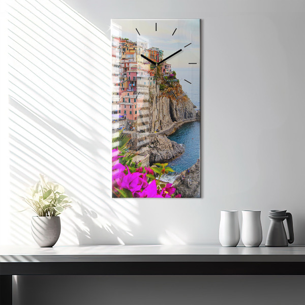 Vertical wall clock Cinque Terre Coast