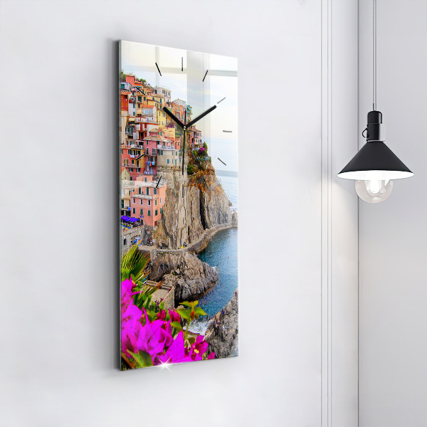 Vertical wall clock Cinque Terre Coast