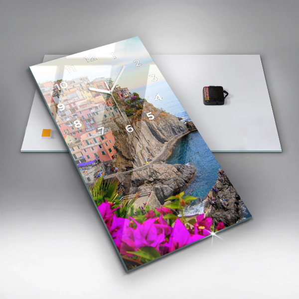 Vertical wall clock Cinque Terre Coast